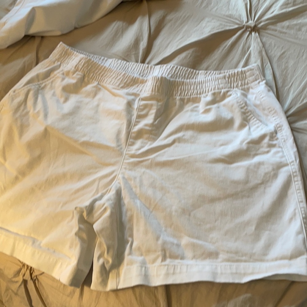 Women’s white shorts.